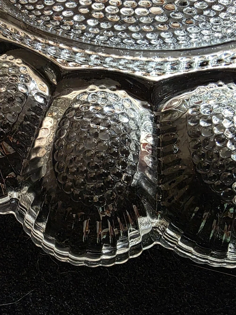 Vintage Indiana Glass Clear Hobnail Deviled Egg Plate Serving Platter 11”